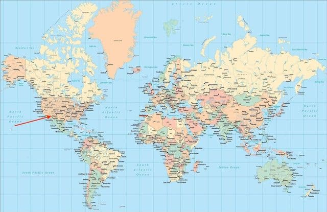 世界地図上のフェニックスの位置